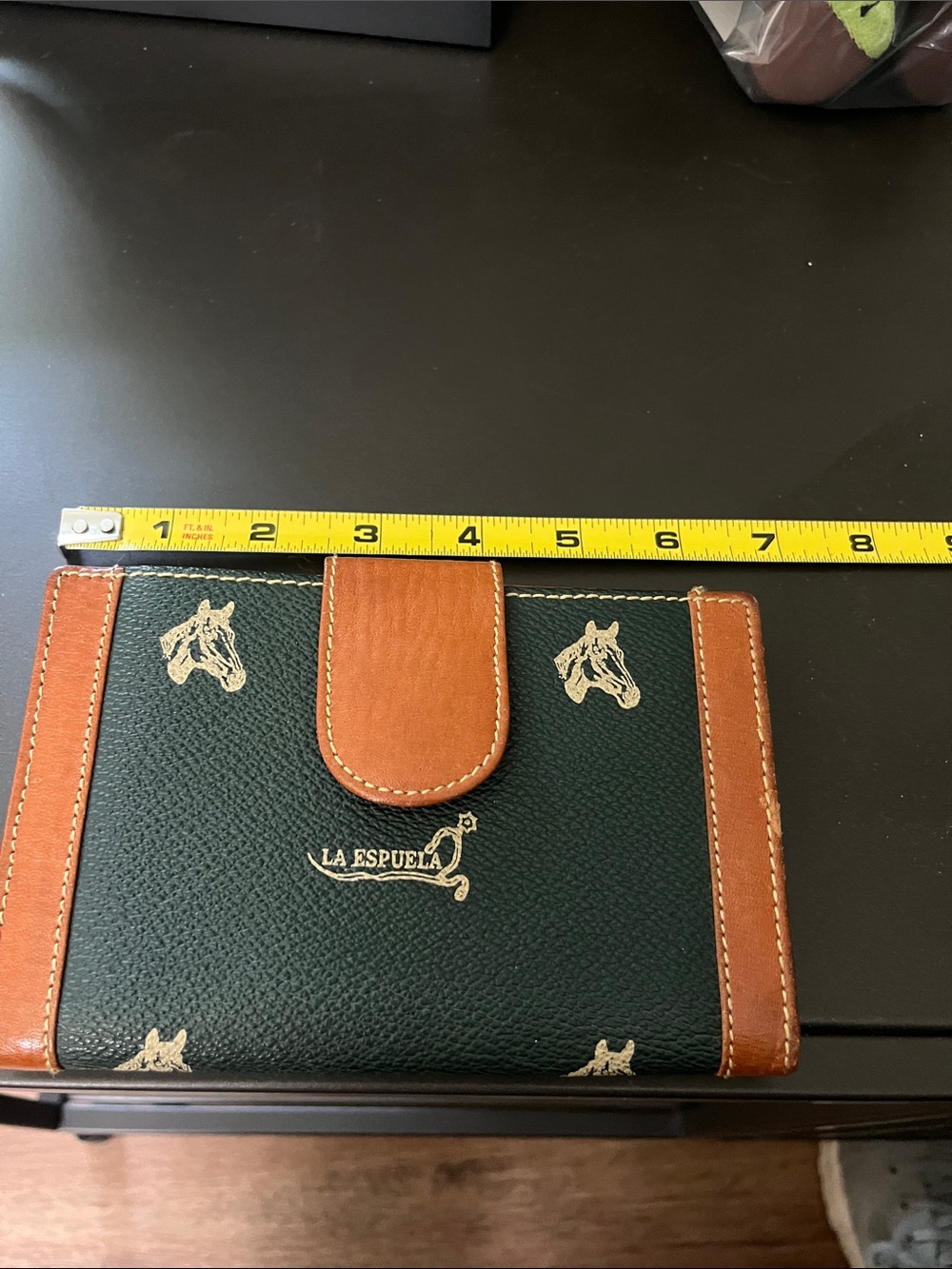 La Espuela Green and Tan Leather Wallet